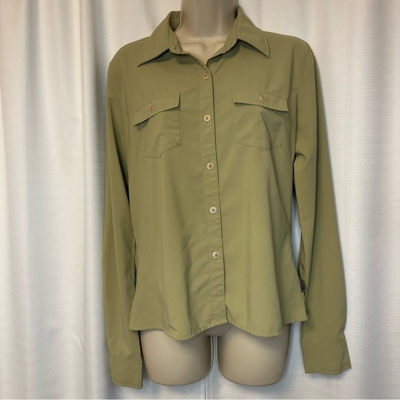 THE NORTH FACE Women's Long Sleeve Quick Dry Button Up Green Shirt Size M TNF - Picture 1 of 10